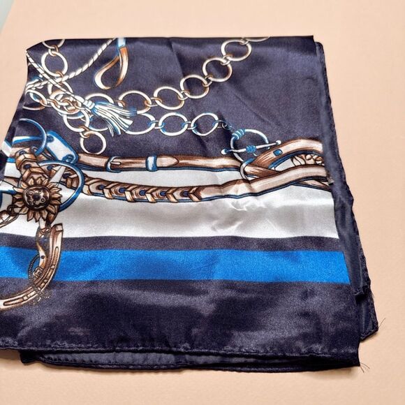 Elegant Blue and Gold Scarf G32 - Picture 3 of 4